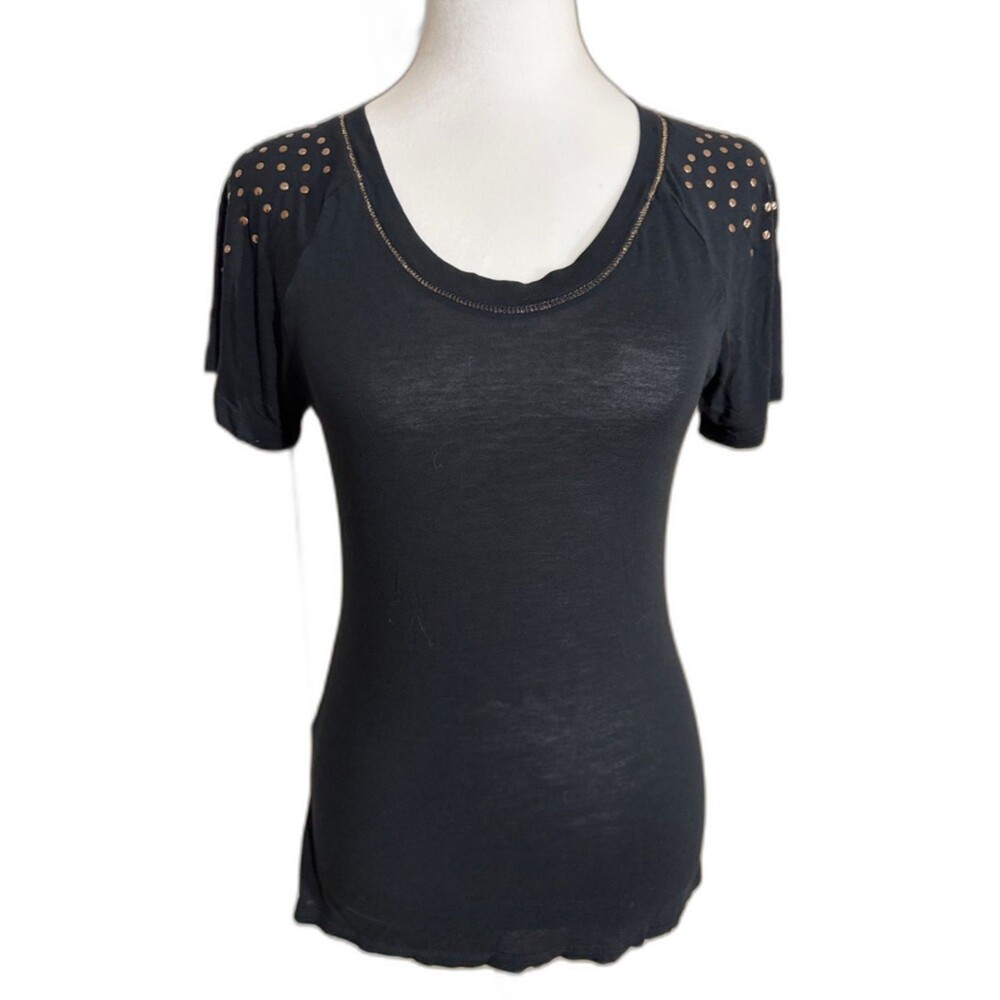 Massimo Black Stud-Accent Short Sleeve Women's T Vintage Size S